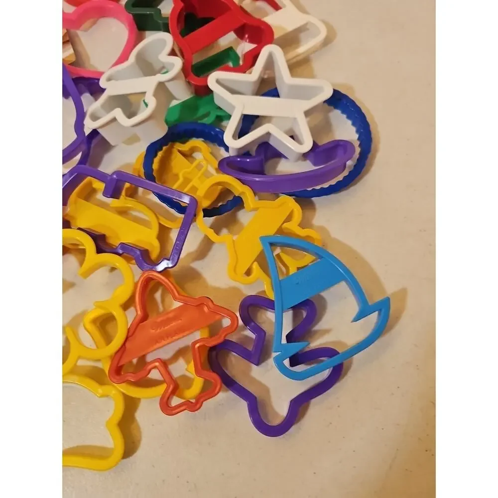 Assorted Lot Of Plastic Cookie Cutters fun shapes for baking & crafts